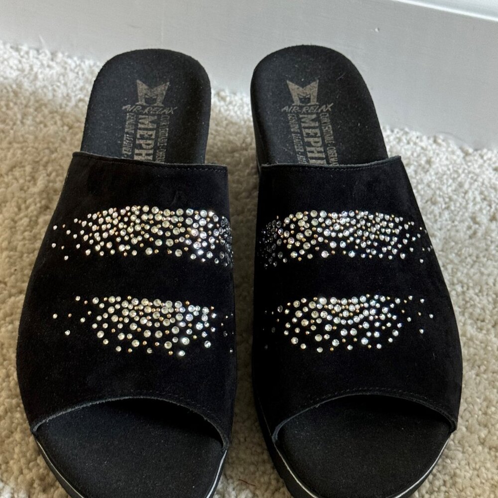 Mephisto black rhinestone sandals - EU 38 - approx US 7